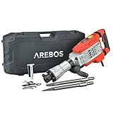 Arebos Abbruchhammer Schlaghammer 1700W Bohrhammer Betonhammer | 60J Schlagkraft | 1900 Schläge/Minute | Inkl. Spitz- und Flachmeißel und Koffer mit Rädern