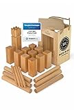 Wikinger Kubb Spiel Test SEHR GUT aus robustem Premium FSC Buchen Holz - Schweden Schach Made in EU - Original Vikinger Wurfspiel Turniermaße - Schwedenschach für riesigen Outdoor Spaß