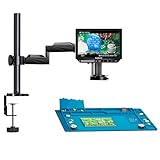 Elikliv EM4K Flex 4K Löt-Digitalmikroskop 2000x, Flexibler Armständer, 10,1' HDMI-Mikroskop mit Ringlicht, 52MP Ganzmünzenmikroskop, LCD-Mikroskop für Erwachsene, Elektronikreparaturmatte, 64G