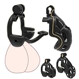 Seckoe Doppelschloss Peniskäfig Belüfteter Harz Chastity Cage Keuschheitskäfig Herren Cockcage Penis Cage SM Fetisch Extrem Penis Käfig Bondage Hohldesign Sexspielzeug (XS, 48mm)