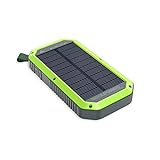 RealPower PB-10000 Wireless Solar Powerbank, 10000mAh Solarladegerät externer Akku mit QI, USB C EIN- Ausgang für Smartphone Tablets und mehr