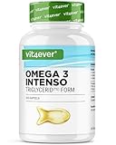 Premium Omega 3 mit 80% Fettsäuren - 365 Kapseln - 1000 mg Fischöl pro Kapsel mit EPA & DHA - Triglycerid-Form - Aufwendig gereinigt aus nachhaltigem Fischfang