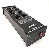 WAudio HiFi Netzfilter W-4000B, 8 Mehrfach Steckdosen mit Überspannungsschutz und Phasenlicht, Schwarz