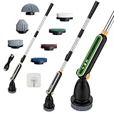 Elektrische Reinigungsbürste mit teleskop, Electric Spin Scrubber 7 Austauschbare Bürstenköpfe, 30-130cm Verstellbarer Griff, 120 Min. Laufzeit, Stromschutz, Vielseitig für Bad, Küche und Auto Schwarz