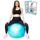 BABYGO® Gymnastikball Schwangerschaft Sitzball Büro Schwanger Yoga Pezziball | inklusive Schwangerschaftsbuch zur Geburt & Fitness | Anti-Burst 1000kg (Turquoise, 75cm - 5'11' +)