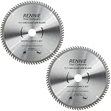 Rennie Tools TCT Kreissägeblatt für Holz, 255 mm x 30 mm x 80 Zähne, mit 25 mm, 20 mm und 16 mm Bohrungsreduzierungsringen, kompatibel mit Bosch Makita Kreissägen, 2 Stück