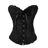 XDGBGFN Damen Korsett Bauchweg Corsage Karneval Kostüme Gothic Vintage Push-Up Vollbrust Schnüren (DE/NL/SE/PL, Alphanumerisch, S, Regular, Regular, Schwarz)