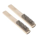 VILLFUL 2 Stück Drahtbürsten mit Holzgriff Langlebig und Komfortabel für Tiefgründige Schwer Zugänglicher Stellen Rostfrei und Ergonomisch Robuste Metallbürste für Vielseitige Anwendungen