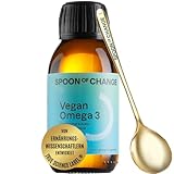 Premium Omega-3 Algenöl Vegan (2900mg pro Tag) - Hochdosiert - mit Zitrone - DHA & EPA - Wissenschaftsbasiert, Laborgeprüft - Nachhaltig - Mit Vitamin D3 fürs Immunsystem - Spoon of Change®
