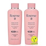 Rosense Rosenwasser 2x200 ml – feuchtigkeitsspendendes Gesichtswasser zur Gesichtsreinigung Gesichtspflege 100% naturrein vegan