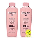 Rosense Rosenwasser 2x200 ml – feuchtigkeitsspendendes Gesichtswasser zur Gesichtsreinigung Gesichtspflege 100% naturrein vegan