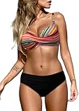 Dokotoo Damen Bikini Set Push Up Bikinis Sexy Crossover Bikini-Sets Zweiteiliger Badeanzug Bademode, Mehrfarbig, M