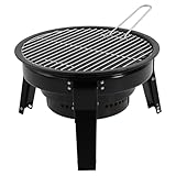 Holzkohle-Rundgrill für 3 bis 6 Personen Höhe 22cm/30cm,Grillfläche 32 cm Kohlegrill Tragbare Picknickgrill Abnehmbare Mini Holzkohlegrill 3 Beine Rutschfest Holzkohlegrill für Outdoor Garten Party