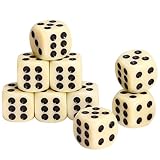 GWHOLE 10 Stück Würfel Set Elfenbein 6-Seitig, 16 mm, Spielwürfel Acrylwürfel Flüsterwürfel Dice Set Spielzubehör Würfelkönig für Würfelspiele Tischspiele