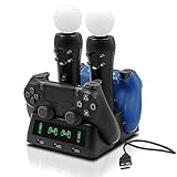 Tihokile Ladestation für die PS4-Konsole, kann die PS4-Konsole und den PS4-VR-Controller füllen, für PS4/PSVR/PS Pro/PS Slim, schnelles Stromversorgungsdesign, mit intelligenter Anzeige