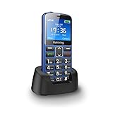 ukuu Seniorenhandy ohne Vertrag mit großen Tasten 1000 mAh Akku Lange Standby-Zeit, Dual SIM mit Notruftaste 2,4 Zoll Farbdisplay Rentner Handy große Tasten mit Ladestation - Blau