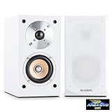 auna Linie 501 BS Paar Lautsprecher Regal-Lautsprecher Passive (Technologie A 2 Wege, Midrange von 10 cm und Hochtöner von 2.5 cm, 50 Watt RMS) – weiß