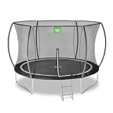 EXIT Toys Black Edition Rundes Trampolin - ø305cm - Fußschutzsystem - Mit Trampolinleiter - Sicherheitsnetz mit Reißverschluss - Modernes Design - Rostfrei - Wetterfest - Für Kinder - Schwarz