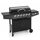 TAINO BASIC BBQ Gasgrill Grillwagen Edelstahl-Brenner + Seitenkocher Grill (BASIC 6+1 Gasgrill)