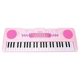 Rosa Klavier, Keytar-Instrument, 100 Klangfarben und Rhythmus, 50 Präsentationen, 49 Instrumente, Rosa, 49 Tasten, USB-betrieben, mit Mikrofon für Jungen und Mädchen Im Alter von