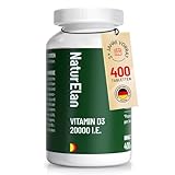 Vitamin D3 20000 I.E. Hochdosiert – 400 Tabletten, Sonnenvitamin für Immunsystem, Vegetarisch, In Deutschland Produziert
