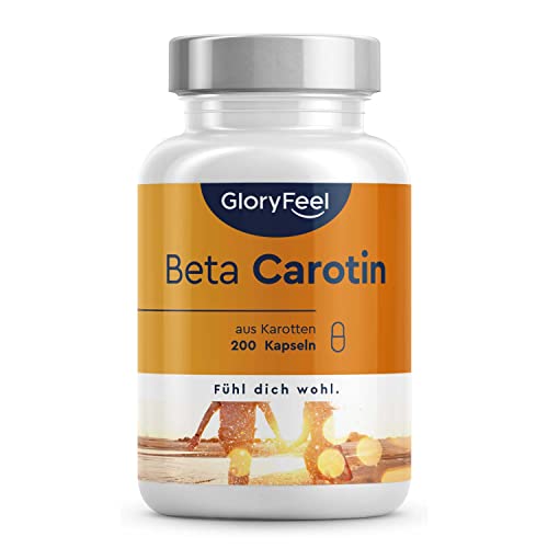 Beta Carotin Kapseln - 200 vegane Kapseln - 100% natürlich aus Karottenextrakt - Vorstufe von Vitamin A (Sehkraft, Haut, Immunsystem*) - Laborgeprüft ohne Zusätze in Deutschland hergestellt