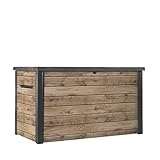 Keter Ontario Auflagenbox/Kissenbox 870 Liter | 100% Wasserdicht mit Belüftung dadurch kein übler Geruch/Schimmel Moderne Holzoptik | Deckel mit Gasdruckfedern