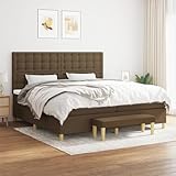 HOMEELIKE Boxspringbett mit Matratze Dunkelbraun 200x200 cm Stoff
