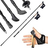 Attrac Wanderstöcke Click & Go Trekkingstöcke mit Anti-Shock Dämpfung I Laufstöcke | Nordic Walking-Stöcke verstellbar & super leicht 69-136cm inkl. Sport App