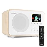 Audizio Vicenza Internetradio WLAN Radio mit Bluetooth 5.0, DAB Radio Akku 10H, Line-Out, FM-Radio mit Fernbedienung, USB-C Ladekabel - DAB Plus Radio in Weiß