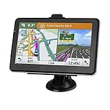 Riloer Navigationsgeräte für Auto Universal GPS Navigation Kit, 7 Zoll Sat Navi Display mit Klammer FM-Sender,Kartennavigation, mehrsprachige Einstellungen, MP3 Spielen, mit Stand