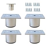 4er Set Möbelfuß Schrankfüße Metall verstellbar Sofafüße Kaffeetischfüße Tischfüße Stuhlfüße Schrankfüße Aluminium-4cm-Alufarben