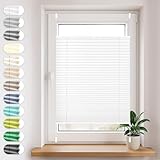 Sonello Plissee Klemmfix ohne Bohren 80cm x 120cm Weiß Faltrollo Plisseerollo Jalousie für Tür & Fenster Blickdicht Sichtschutz Sonnenschutz Fertifplissee Rollo