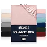 Dreamzie Spannbetttlaken 200x200 cm - Hoher Steg bis 33 cm - 100% Mikrofaser - Rosa - Schadstoffgeprüft (Oeko TEX), Bettlaken mit Gummizug