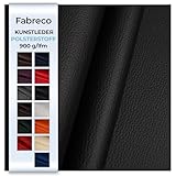 Fabreco - KUNSTLEDER Schwarz Meterware (1M x 140cm) – Lederimitat in Lederoptik - Bezugsstoff Meterware für Möbelstoffe - Stoffe für Stühle Beziehen - Polsterstoff, Polsterbezug & Möbelstoff (Schwarz)