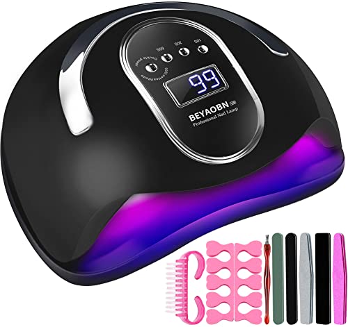 BEYAOBN 168W Nageltrockner UV LED Nagellampe Lampe für Nägel, Nail Dryer for Gel Nail Polish, Auto Sensor Curing Lamp with 4 Timer Settings, Professionelle Nail Tools for Fingernails and Toenails