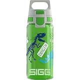 SIGG VIVA ONE Jurassica Kinder Trinkflasche (0.5 L), schadstofffreie Kinderflasche mit auslaufsicherem Deckel, einhändig bedienbare Wasserflasche