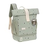 LÄSSIG Kindergartenrucksack Kinderrucksack Rolltop mit Brustgurt - ab 3 Jahren - 11 Liter / Mini Rolltop Backpack Happy Prints Oliv