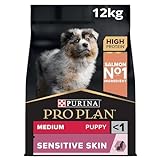 Pro Plan PURINA PRO PLAN Medium Puppy Sensitive Skin, Welpenfutter trocken, reich an Lachs, 1er Pack (1 x 12 kg)