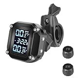 HpLive Reifendruckkontrollsystem Motorrad,TPMS LCD Wireless Reifentemperatur Reifendrucküberwachung Alarm System mit LCD-Display und 2 Externen Sensoren