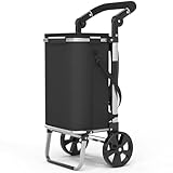 FUNLAX Einkaufstrolley, Einkaufswagen mit Kühlfunktion, Einkaufstrolley klappbar, 4in1 Trolley, Sackkarre & Umhängetasche, 40 Liter, 50 kg Ladekapazität, für Einkauf und Outdoor-Aktivitäten (Schwarz)