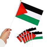 Palästina-Flagge, klein, 12,7 x 20,3 cm, Mini-Flagge mit Stange, lebendige Farben, Palästina-Flagge auf Stäben, für Outdoor-Dekoration, 10 Stück