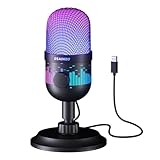 aokeo Gaming Mikrofon, USB Computer Mikrofon für PC, Mac, PS4/5, Kondensator Podcast Mic für Studioaufnahmen, für Streaming Podcast YouTube, mit LED-Licht