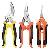 Gartenschere Set, Baumschere Gartenscheren 3 Stück Pflanzenschere Rosenschere Gartenschere Kräuterschere Rebschere Bypass Schere Scharfe aus Edelstahl für Pflanzen
