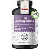 NATURE LOVE® Bio Ashwagandha - 240 Kapseln - Hochdosiert mit 1950mg je Tagesdosis - Hochwertige indische Schlafbeere - Laborgeprüft, vegan, in Deutschland produziert