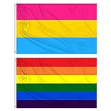 ZYOOO Flagge Regenbogen und Pansexual Gay Pride 90 x 150 cm mit Ösen - 2 Stück
