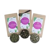 Harmonie für den Tag - Hochwertiges Bio-Tee-Geschenkset - 3x 100g loser Bio-Tee mit Teemaßlöffel