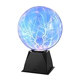LEDMOMO Plasmaball Magische Plasmakugel Blau Licht Blitze Touch Sensitive Lampe 8 Zoll