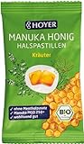 HOYER Manuka Honig Halspastillen Kräuter Bio ohne Mentholzusatz - Mit echtem Manukahonig, MGO 250+ - Wohltuend für Hals & Rachen - 30 g