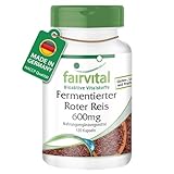 Fairvital | Fermentierter Roter Reis 600mg - Monascus purpureus Kapseln - HOCHDOSIERT mit 2,95mg Monacolin K pro Kapsel - VEGAN - 120 Kapseln